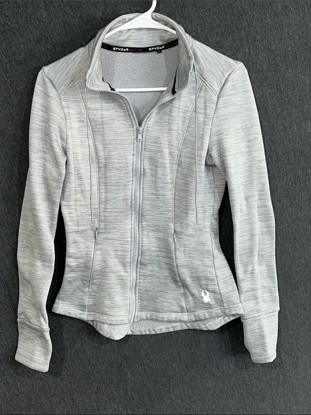 Spyder Women Light Gray Full Zip Bomber Jacket Active Space Dye Gray Size S